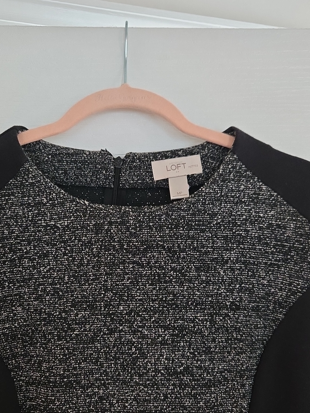 LOFT Black & White Tweed Ponte Sheath Dress